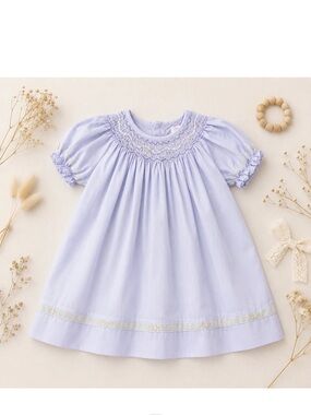Petit Ami Lavender Smocked Puff Sleeve Dress